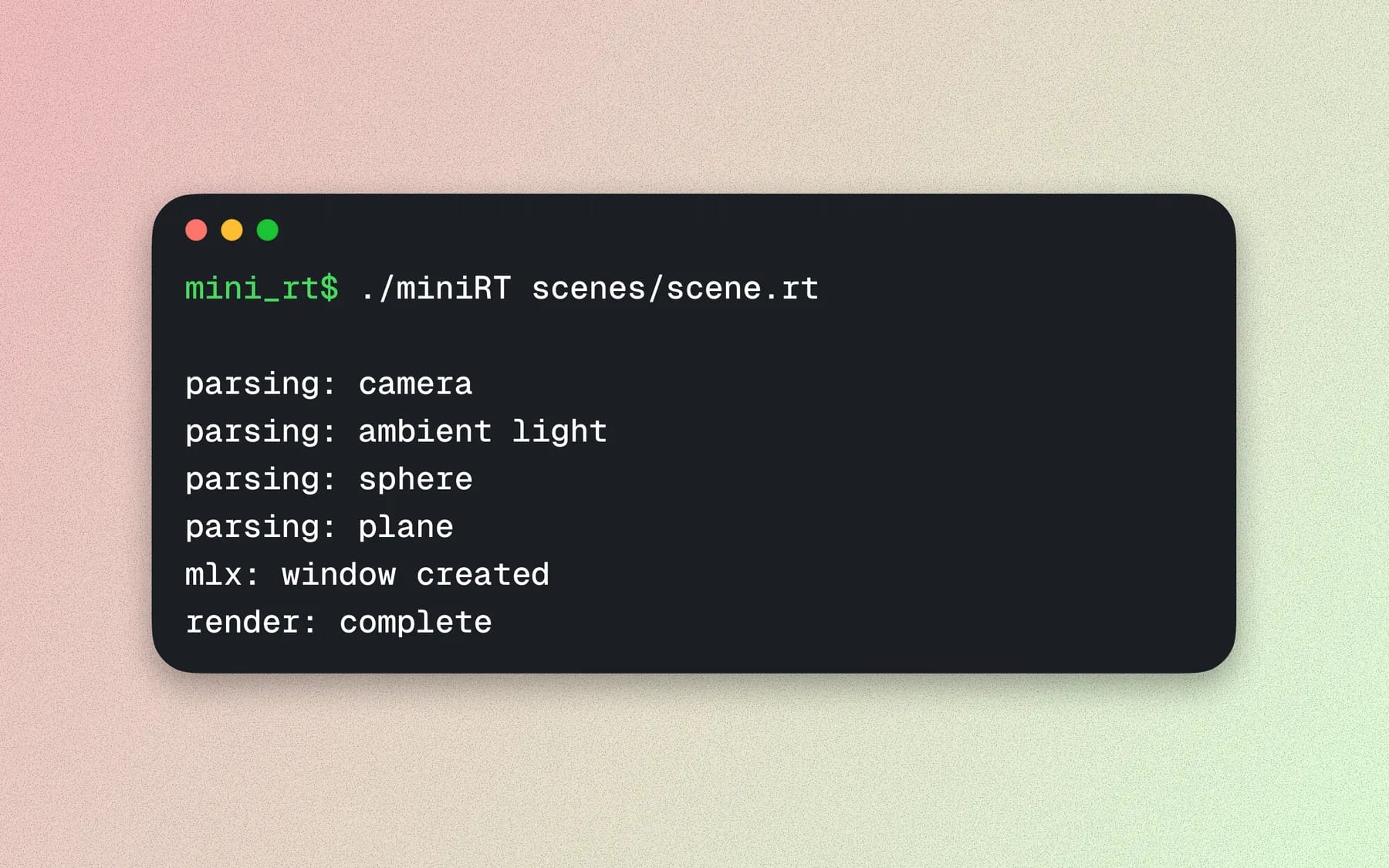 MiniRT · raytracer C