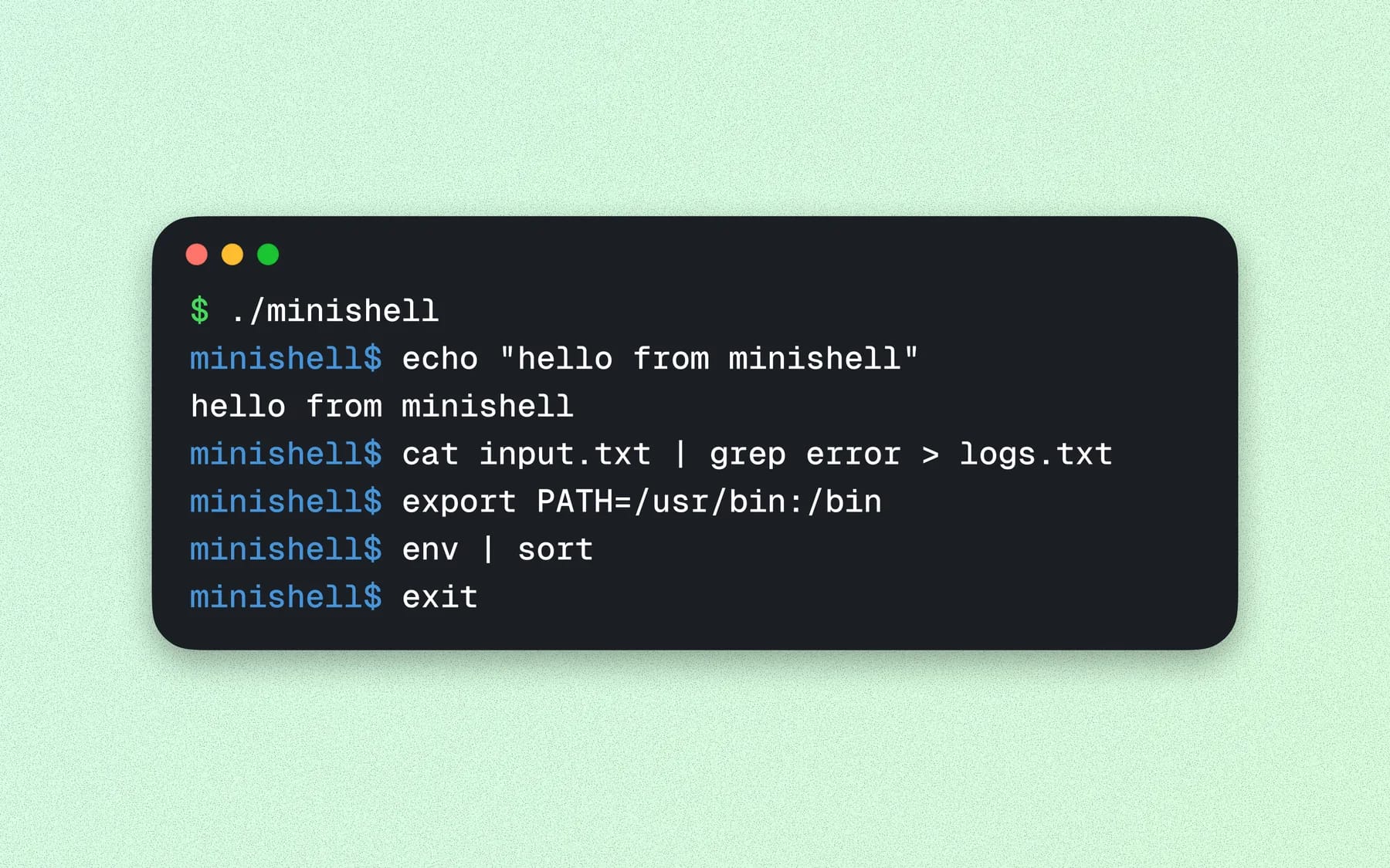 Minishell · shell UNIX C