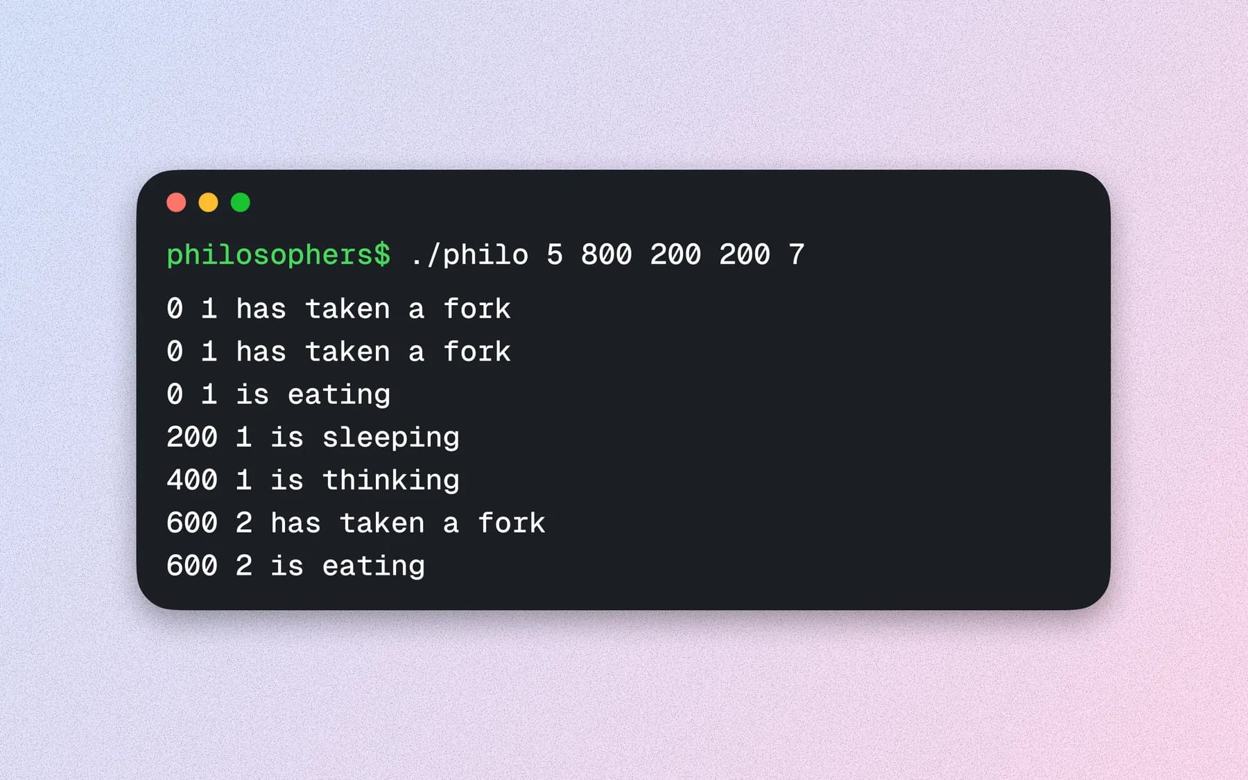 Philosophers · threads & mutex