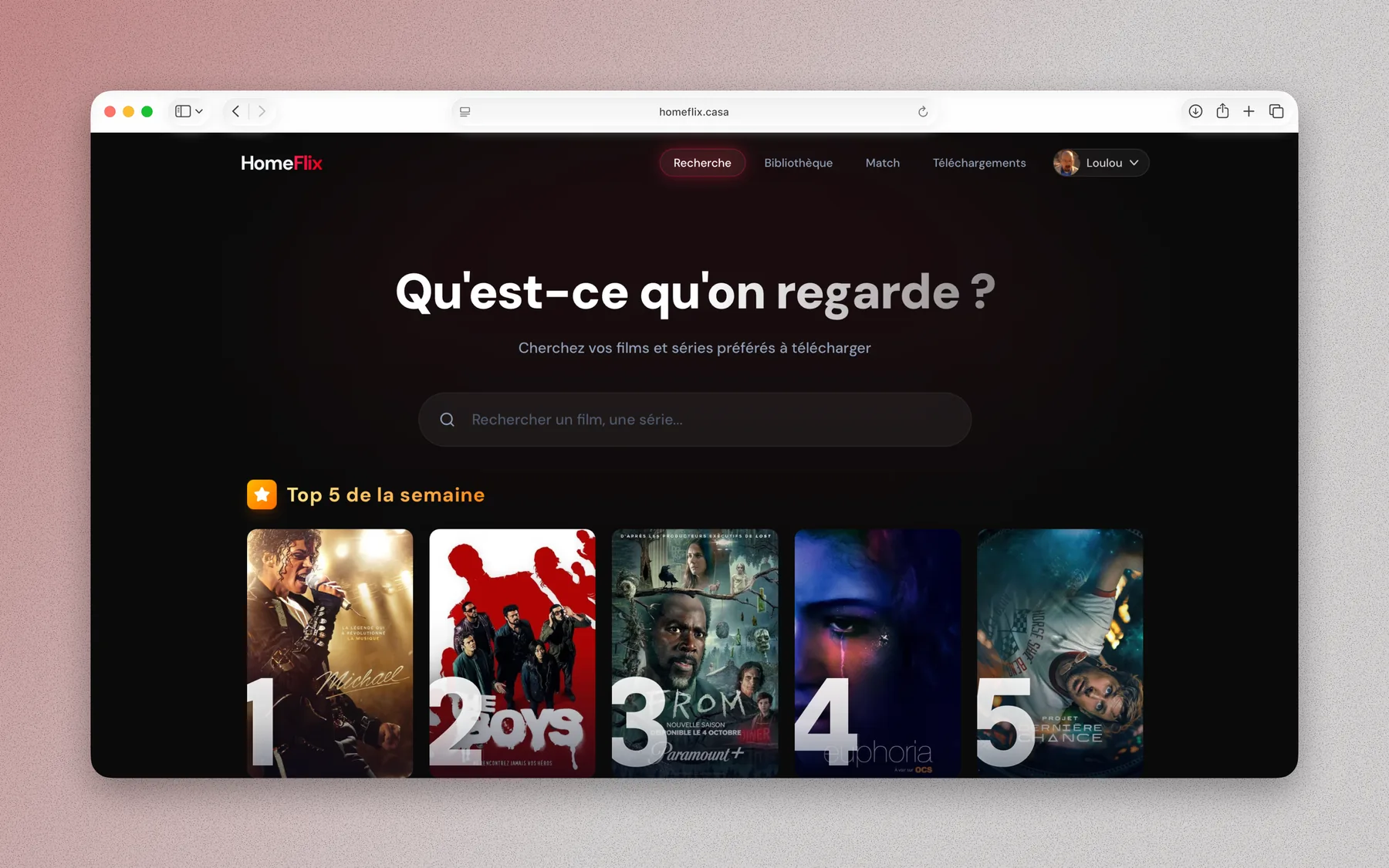 Interface HomeFlix