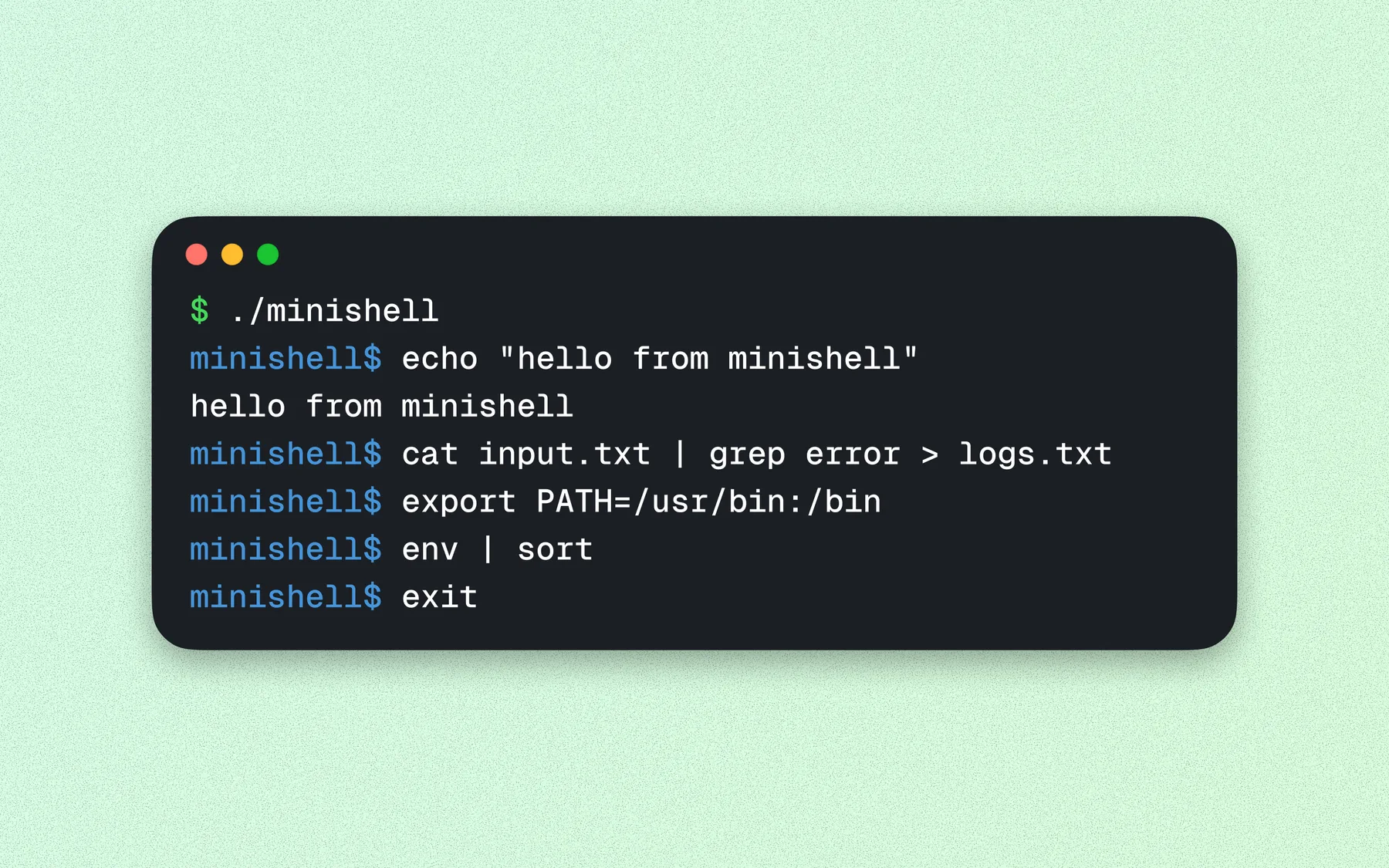 Minishell · shell UNIX C
