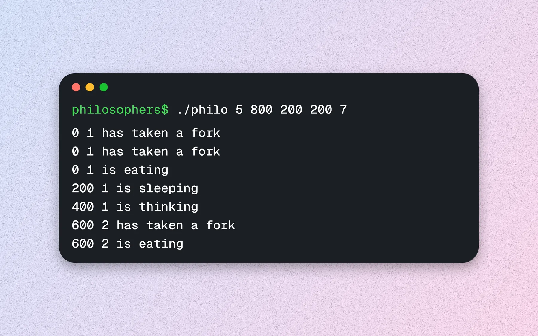 Philosophers · threads & mutex